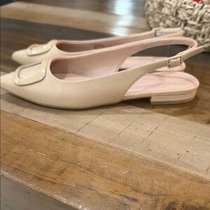 Nordstrom Blush Nude Slingback Flats with Decorative Buckle